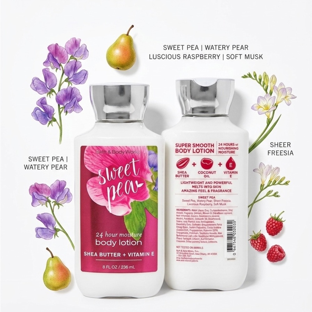 Bath & Body Works Sweet Pea Super Smooth Body Lotion - White